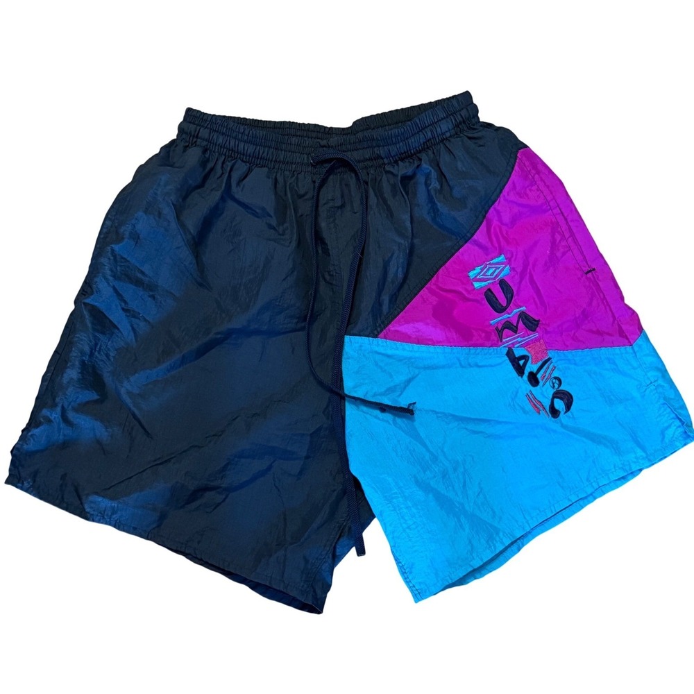 Vintage Umbro Colorblock Shorts Mens S Navy Pink Blue  Soccer 90s Made in USA